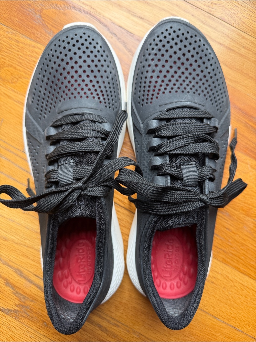 CROCS Black Sneakers with Red Insoles